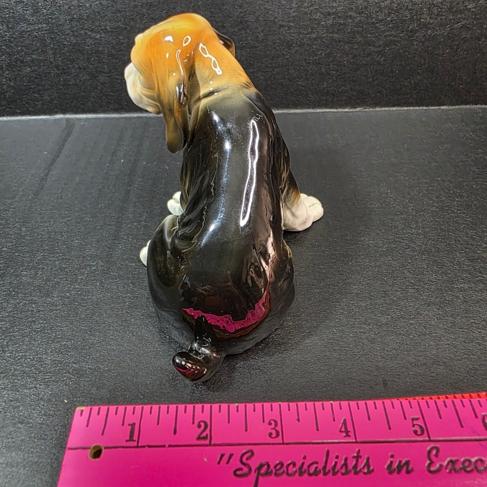 Beagle Puppy Figurine Dog Statue Small Tricolor Glossy Ceramic Pet Decor - Picture 4 of 9